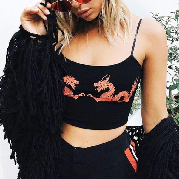 chinese dragon print sleeveless t-shirt sling vest crop women straps sleeveless camisole fitness tight tank new, White
chinese dragon print sleeveless t-shirt sling vest crop women straps sleeveless camisole fitness tight tank new, White