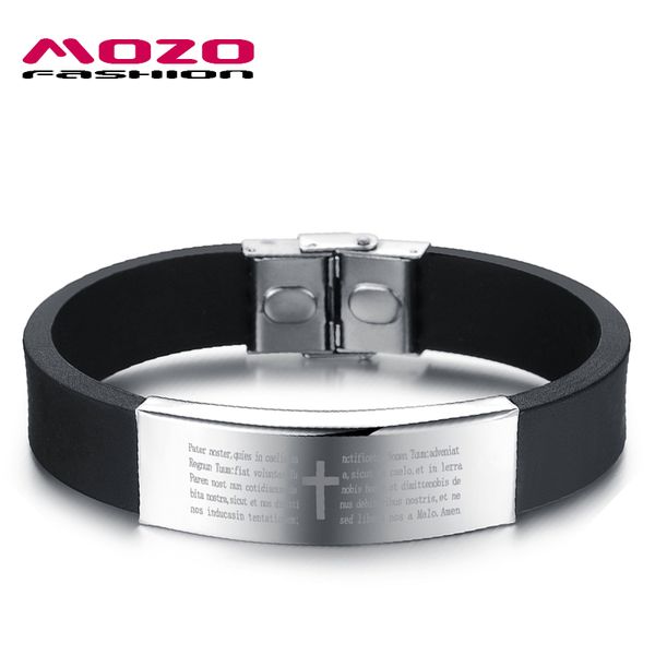 charm bracelets fashion men bracelet smooth / cross bible stainless steel black silicone rubber wristband male jewelry mph867, Golden;silver
charm bracelets fashion men bracelet smooth / cross bible stainless steel black silicone rubber wristband male jewelry mph867, Golden;silver