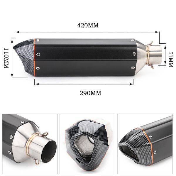 universal inlet 51mm motorcycle exhaust muffler carbon fiber motorbike muffler exhaust escape end pipe with db killer
universal inlet 51mm motorcycle exhaust muffler carbon fiber motorbike muffler exhaust escape end pipe with db killer