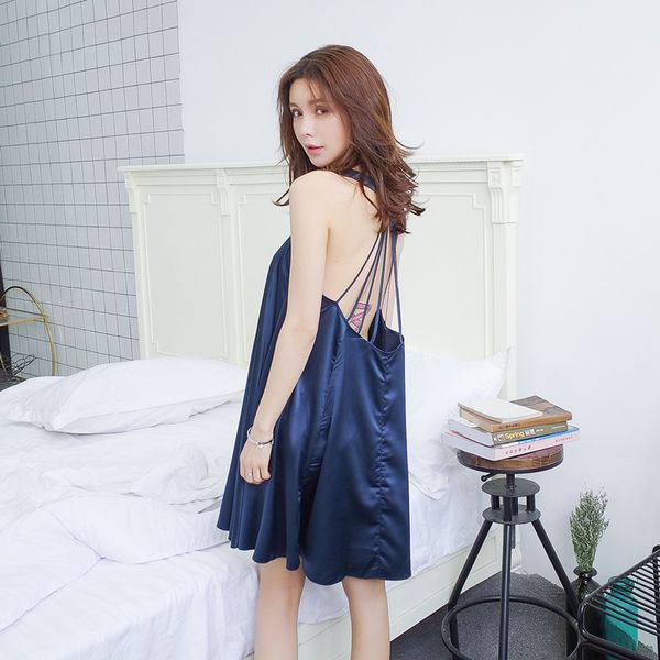 empty backless nightdress suspender skirt pajamas women summer high-end silk korean style v-neck european and american cool home dress, Black;red
empty backless nightdress suspender skirt pajamas women summer high-end silk korean style v-neck european and american cool home dress, Black;red