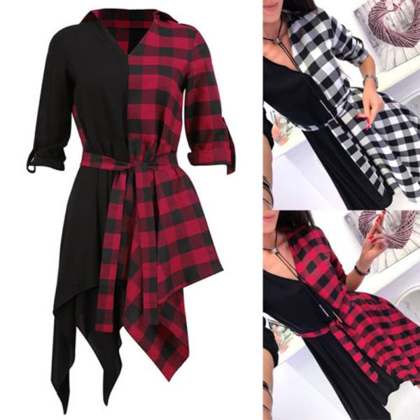 2019 new fashion plaid splice dress women ladies long sleeve party evening winter autumn lady casual short mini dress, Black;gray
2019 new fashion plaid splice dress women ladies long sleeve party evening winter autumn lady casual short mini dress, Black;gray