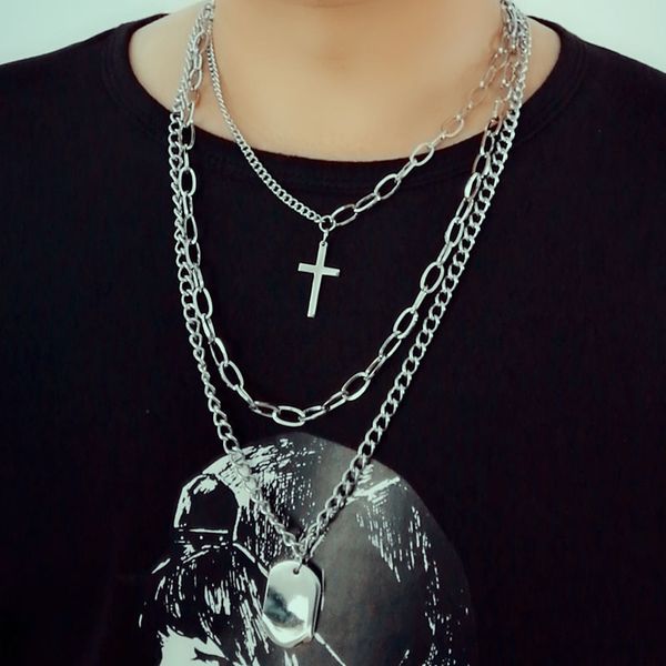 stainless steel three layer necklace set cross pendant chain necklaces fashion women men punk rock street jewelry sweater choker, Silver
stainless steel three layer necklace set cross pendant chain necklaces fashion women men punk rock street jewelry sweater choker, Silver