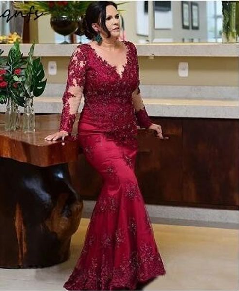 illusion long sleeve jewel mermaid burgundy mother of the bride dress 2020 lace applique zipper hollow evening formal dress mermaid groom, Black;red
illusion long sleeve jewel mermaid burgundy mother of the bride dress 2020 lace applique zipper hollow evening formal dress mermaid groom, Black;red