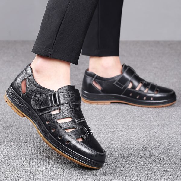 summer sandals fashion men comfortable genuine leather sandals men's breathable handamde casual shoes men beach for, Black
summer sandals fashion men comfortable genuine leather sandals men's breathable handamde casual shoes men beach for, Black