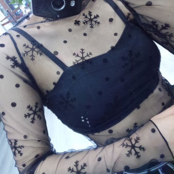 septhydrogen brand summer women lace blouses shirt women mesh blouses see-through long sleeve black dot star striped shirt blouse, White
septhydrogen brand summer women lace blouses shirt women mesh blouses see-through long sleeve black dot star striped shirt blouse, White