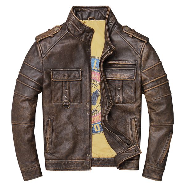 plus size locomotive leather jacket men cow skin 5xl genuine leather jacket biker coat, Black 
plus size locomotive leather jacket men cow skin 5xl genuine leather jacket biker coat, Black