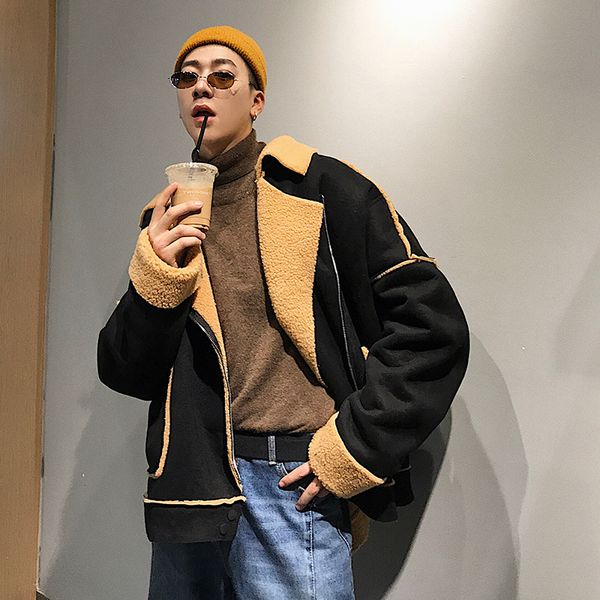 winter new short coat men warm thick fashion parka men solid color lapel coat man streetwear wild loose lamb wool jacket male, Black
winter new short coat men warm thick fashion parka men solid color lapel coat man streetwear wild loose lamb wool jacket male, Black