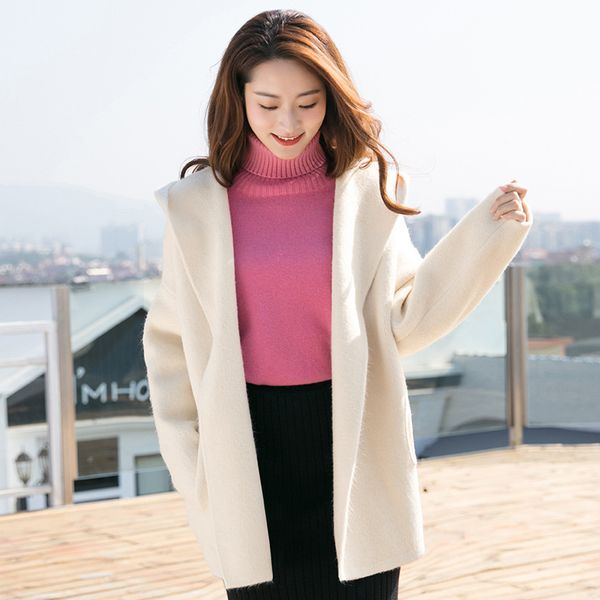 2019 spring new thick winter wool sweater solid color knitted loose hooded female cardigans ydsy1136, White
2019 spring new thick winter wool sweater solid color knitted loose hooded female cardigans ydsy1136, White
