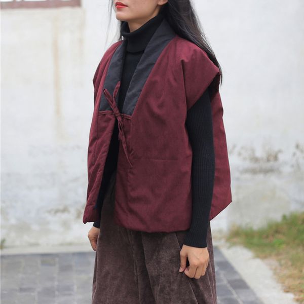 women's vests johnature women vintage belt coats 2021 autumn warm patchwork chinese style cloths soft, Black;white
women's vests johnature women vintage belt coats 2021 autumn warm patchwork chinese style cloths soft, Black;white