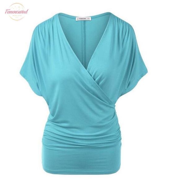 2020 women summer t shirt ruched v neck batwing short sleeves plus size t shirt solid casual loose female tees, White
2020 women summer t shirt ruched v neck batwing short sleeves plus size t shirt solid casual loose female tees, White