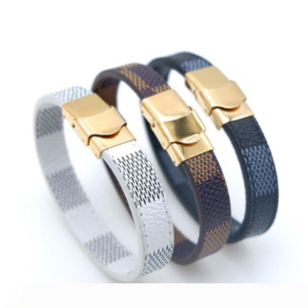 brand classic lattice leather bracelets for men women 316l steel white brown black leather bracelet jewelry christmas mother father day gift, Golden;silver
brand classic lattice leather bracelets for men women 316l steel white brown black leather bracelet jewelry christmas mother father day gift, Golden;silver