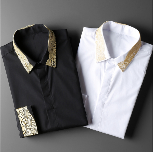 2020 qiu dong new style metallic line embroiders collar design shirt costly wind fashionable shirt male, White;black
2020 qiu dong new style metallic line embroiders collar design shirt costly wind fashionable shirt male, White;black