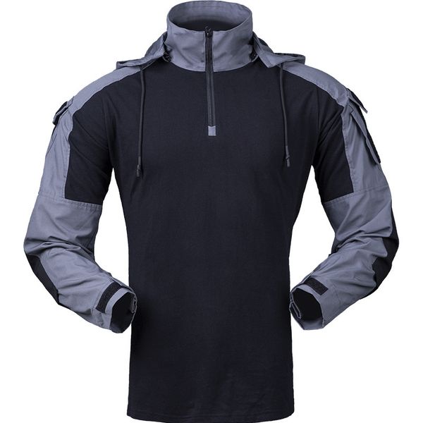 men tactical shirts hooded camo uniform army fan cs field shooting training combat mens sports climbing shirts, Black;brown
men tactical shirts hooded camo uniform army fan cs field shooting training combat mens sports climbing shirts, Black;brown