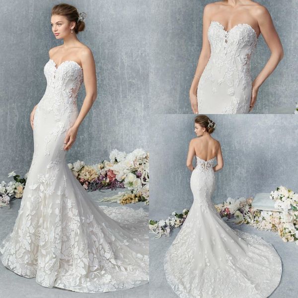 mermaid kenneth winston wedding dresses strapless sleeveless satin applique button wedding gown sweep train robe de mariée, White
mermaid kenneth winston wedding dresses strapless sleeveless satin applique button wedding gown sweep train robe de mariée, White