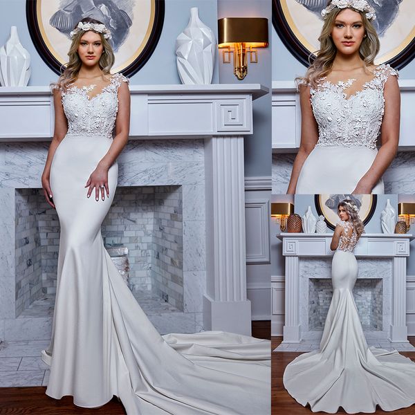 2020 bohemian mermaid wedding dresses bateau neck appliqued beaded bridal gown capped sleeves ruffle sweep train vestidos de novia, White
2020 bohemian mermaid wedding dresses bateau neck appliqued beaded bridal gown capped sleeves ruffle sweep train vestidos de novia, White