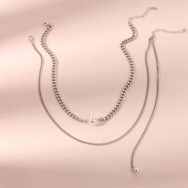 selling accessories exaggeration retro double layer pearl necklace women's cool popular sweater chain, Black
selling accessories exaggeration retro double layer pearl necklace women's cool popular sweater chain, Black
