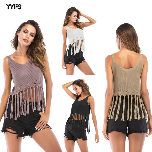 womens designer short all-match loose hem tassel crochet backless hollow-out sleeveless knit camisole female summer, White
womens designer short all-match loose hem tassel crochet backless hollow-out sleeveless knit camisole female summer, White
