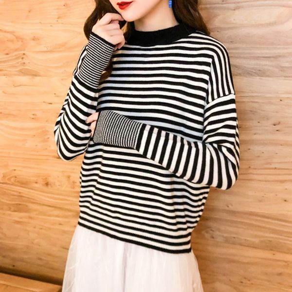 fashion autumn loose sweater women o-neck pullover striped college style sweet long sleeve sweaters, White;black
fashion autumn loose sweater women o-neck pullover striped college style sweet long sleeve sweaters, White;black