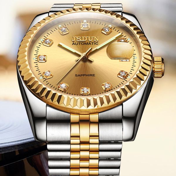 jsdun mens watch brand luxury men automatic mechanical watches man luxury sapphire gold clock relogio masculino 2019 new, Slivery;brown
jsdun mens watch brand luxury men automatic mechanical watches man luxury sapphire gold clock relogio masculino 2019 new, Slivery;brown