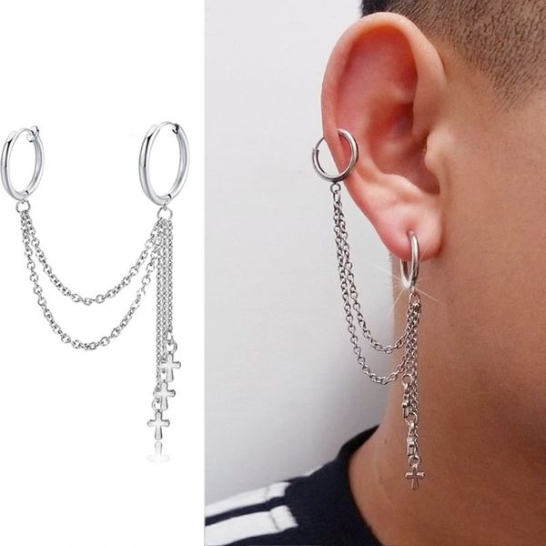 punk men earrings stainless steel cross earrings for women ladies hiphop multi-layer tassel chain clip on party jewelry, Golden;silver
punk men earrings stainless steel cross earrings for women ladies hiphop multi-layer tassel chain clip on party jewelry, Golden;silver
