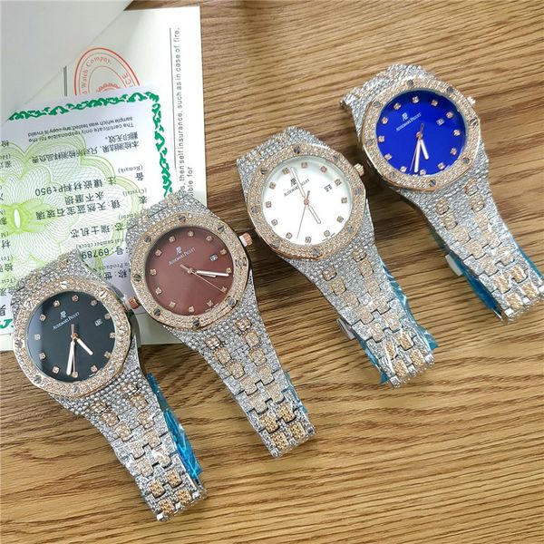 colors mens fashion watch royal oak luxury designer diamond iced out watches stainless steel bling quartz ap movement party wristwatch afpa2, Black
colors mens fashion watch royal oak luxury designer diamond iced out watches stainless steel bling quartz ap movement party wristwatch afpa2, Black
