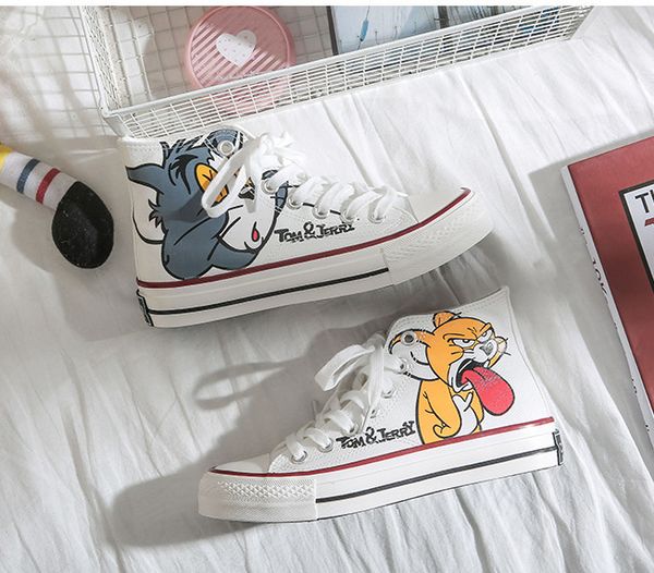 2020 street 1970s casual shoes high-canvas shoes 70s tom and jerry commemorate designer cute mouse and cat cartoon canvas sneakers, Black 
2020 street 1970s casual shoes high-canvas shoes 70s tom and jerry commemorate designer cute mouse and cat cartoon canvas sneakers, Black