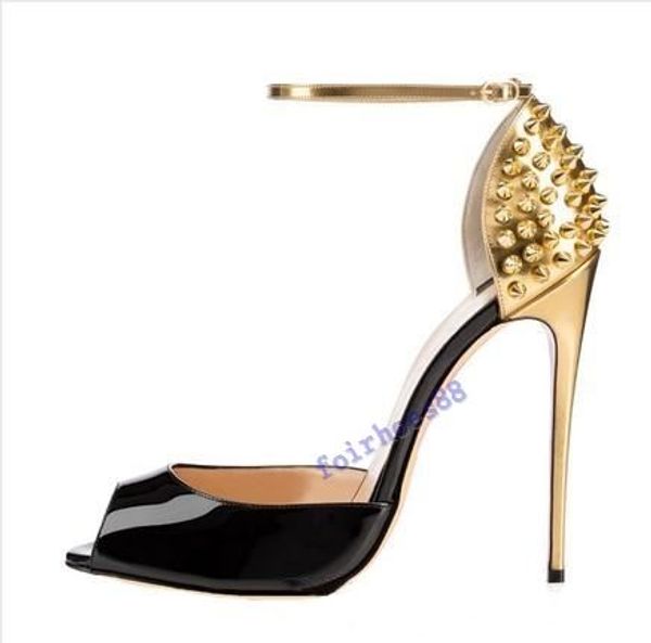 new 2020 women fashion rivets high heels dress peep toes shoes super high heel sandals spiked studded red bottom pumps 10cm size 34 -42, Black
new 2020 women fashion rivets high heels dress peep toes shoes super high heel sandals spiked studded red bottom pumps 10cm size 34 -42, Black