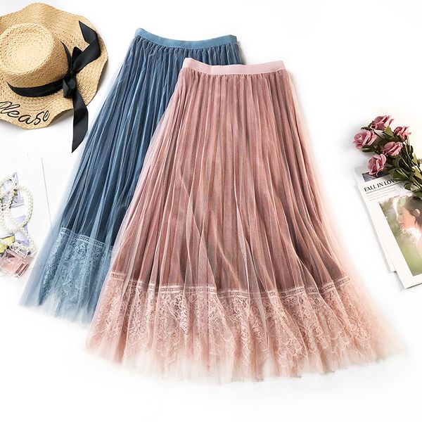 2020 autumn and winter arrival korean style velvet splicing tulle skirt sweet fairy a-line ladies with lace edge ing, Black
2020 autumn and winter arrival korean style velvet splicing tulle skirt sweet fairy a-line ladies with lace edge ing, Black