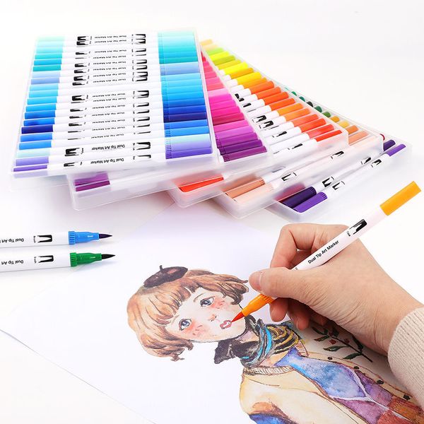 100 48 36 24 Colors Dual Tip Watercolors Brush Pen Art Markers Marker Art Pen Set For Sketch Drawing School Supplies