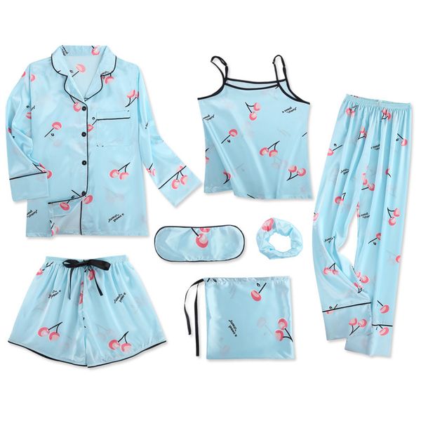 strap sleepwear pyjamas women's 7 pieces pink pajamas sets satin silk lingerie homewear sleepwear pyjamas set pijamas for woman, Black;red
strap sleepwear pyjamas women's 7 pieces pink pajamas sets satin silk lingerie homewear sleepwear pyjamas set pijamas for woman, Black;red
