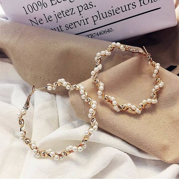 mengjiqiao new statement simulated pearl wrap big circle earrings for women personality fashion hoop ear accessories brinco, Silver
mengjiqiao new statement simulated pearl wrap big circle earrings for women personality fashion hoop ear accessories brinco, Silver