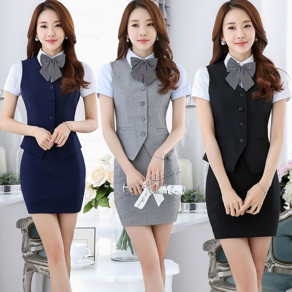 work dresses women elegant vest 2 piece set skirt suit office uniform design sleeveless jacket blazer and size s-6xl, White;black
work dresses women elegant vest 2 piece set skirt suit office uniform design sleeveless jacket blazer and size s-6xl, White;black
