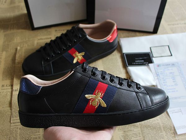 bee designer shoes mens black stripe ace embroidered sneakers womens genuine leather designer snake casual shoes elecar, White;red
bee designer shoes mens black stripe ace embroidered sneakers womens genuine leather designer snake casual shoes elecar, White;red
