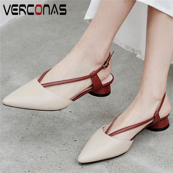 verconas women elegant buckle pointed toe genuine leather thick heel sandals working shoes thick heels shoes woman, Black
verconas women elegant buckle pointed toe genuine leather thick heel sandals working shoes thick heels shoes woman, Black