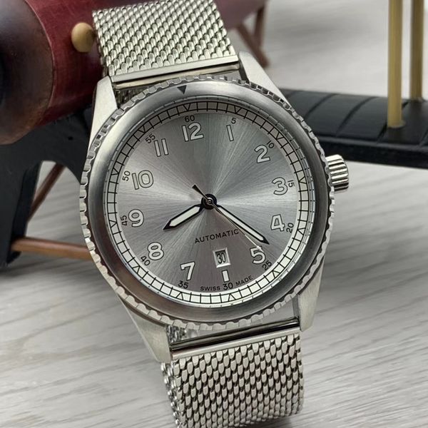 new arrival aviator 8 b01 automatic mechanical rotating bezel silver dial mens watches metal mesh bracelet wristwatches, Slivery;brown
new arrival aviator 8 b01 automatic mechanical rotating bezel silver dial mens watches metal mesh bracelet wristwatches, Slivery;brown