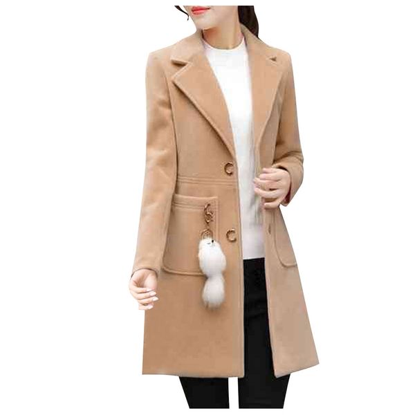 autumn and winter new women's korean slim was thin pure color long-sleeved temperament medium-long section casual woolen coat, Black
autumn and winter new women's korean slim was thin pure color long-sleeved temperament medium-long section casual woolen coat, Black