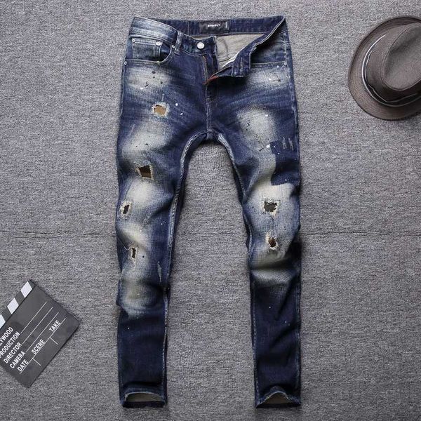 italian style fashion men jeans slim fit destroyed ripped jeans men elastic punk pants streetwear vintage designer hip hop, Blue
italian style fashion men jeans slim fit destroyed ripped jeans men elastic punk pants streetwear vintage designer hip hop, Blue