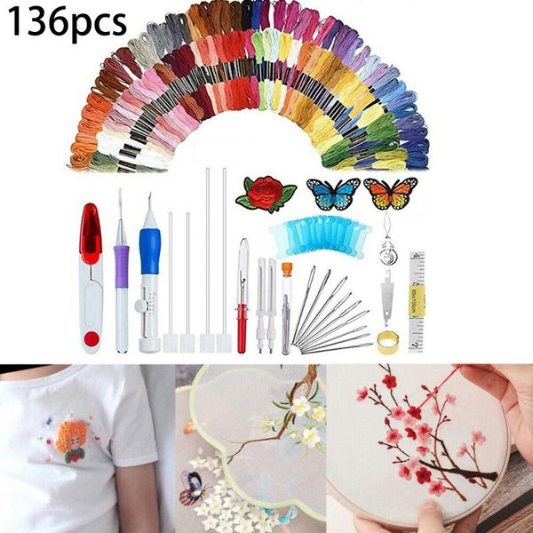 136pcs diy embroidery pen knitting sewing tool punch needle stitching kit craft tool threads for diy sewing tools with case, Black
136pcs diy embroidery pen knitting sewing tool punch needle stitching kit craft tool threads for diy sewing tools with case, Black