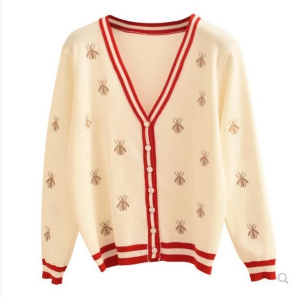 2020 early autumn women sweater bee pattern embroidery cashmere material fashion dark black and red two colors size s-l, White;black
2020 early autumn women sweater bee pattern embroidery cashmere material fashion dark black and red two colors size s-l, White;black