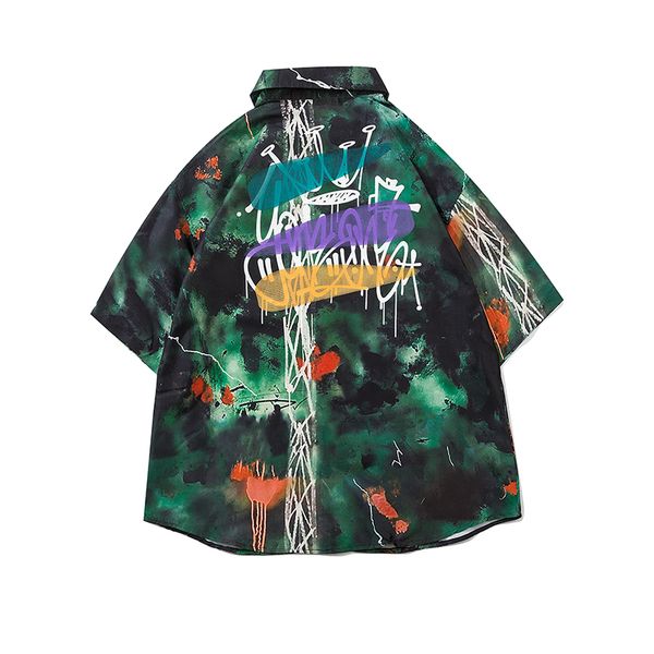 graffiti summer hawaii shirts men and women loose lapel short sleeve shirts single breasted oversize streetwear, White;black
graffiti summer hawaii shirts men and women loose lapel short sleeve shirts single breasted oversize streetwear, White;black