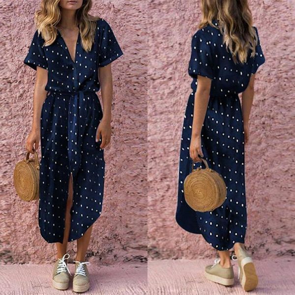 kancoold dress womens casual daily bow tie v neck dot button dress short sleeve soild long dress women aug14, Black;gray
kancoold dress womens casual daily bow tie v neck dot button dress short sleeve soild long dress women aug14, Black;gray