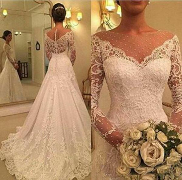 charming long sleeve wedding gowns lace bridal dresses 2022 sheer jewel a-line applique vestidos de novia custom made, White
charming long sleeve wedding gowns lace bridal dresses 2022 sheer jewel a-line applique vestidos de novia custom made, White