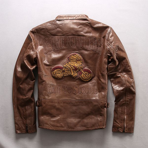 factory 2018 new men genuine soft cow motorcycle leather jacket fashion spliced embroidery american casual jackets autumn coats, Black
factory 2018 new men genuine soft cow motorcycle leather jacket fashion spliced embroidery american casual jackets autumn coats, Black