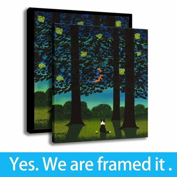 canvas painting cartoon animals print home decor red moon dog wall art framed art - ready to hang - support customization
canvas painting cartoon animals print home decor red moon dog wall art framed art - ready to hang - support customization