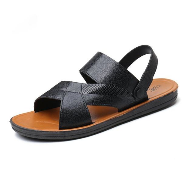2019 summer men pu leather shoes men's sandals casual shoes s-251, Black