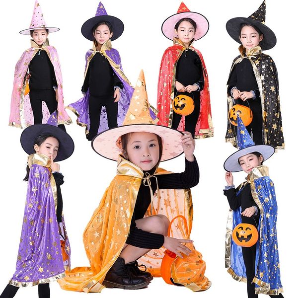 

halloween cloak cosplay witch wizard cape hat set halloween masquerade dress up costum