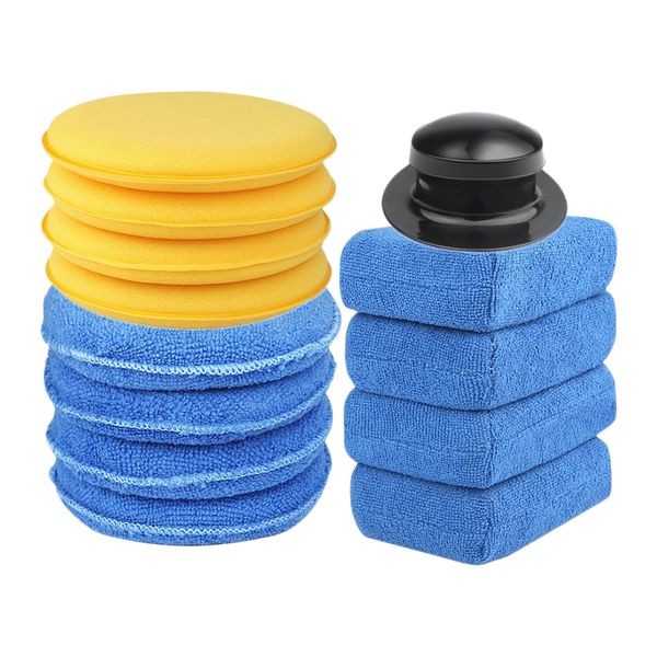 set of 13 car wax applicator pads kit microfiber sponge applicator pads with grip handle, 5inch
set of 13 car wax applicator pads kit microfiber sponge applicator pads with grip handle, 5inch