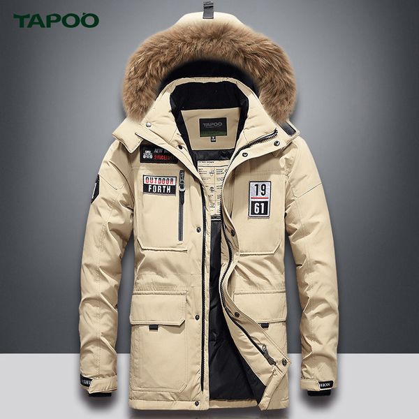 men's down jacket long thickened white duck jacket coat men winter warm hooded big hair collar coat male, Black
men's down jacket long thickened white duck jacket coat men winter warm hooded big hair collar coat male, Black