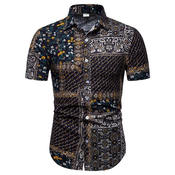 beach print shirt men's printed shirt slim short sleeve casual short sleeve, White;black 
beach print shirt men's printed shirt slim short sleeve casual short sleeve, White;black
