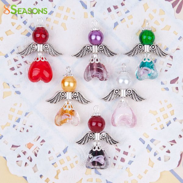 8seasons trendy glass guardian angel wing pendants mixed antique silver-color with round acrylic bead 3.3x2.3cm- 2.9x2.3cm,1 set
8seasons trendy glass guardian angel wing pendants mixed antique silver-color with round acrylic bead 3.3x2.3cm- 2.9x2.3cm,1 set